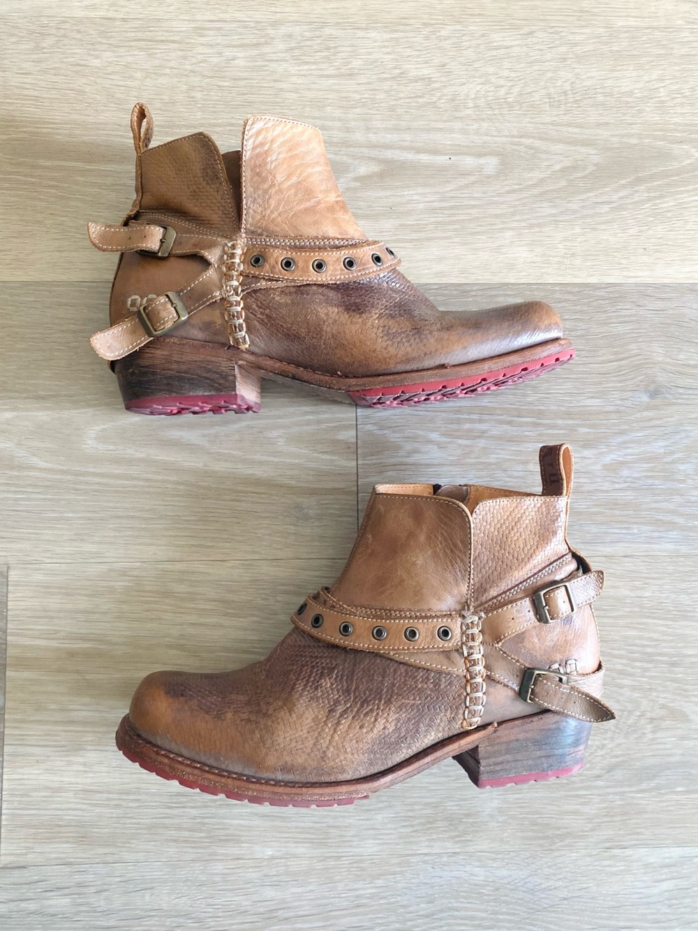 BED STU Georgia Ankle Boots Boho Indie Western Strappy Buckle Booties Women 9